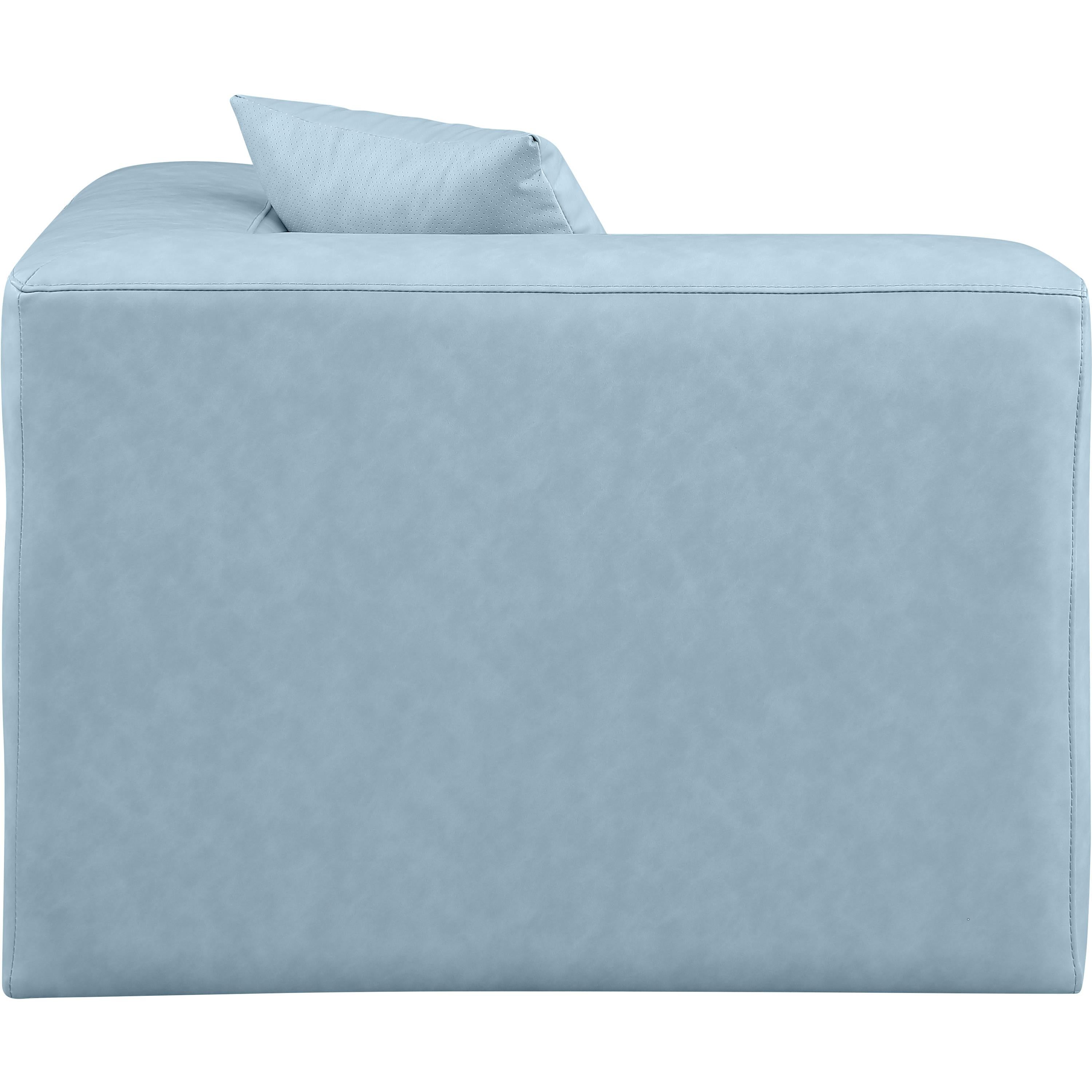 Meridian Cube Light Blue Vegan Leather Corner Chair