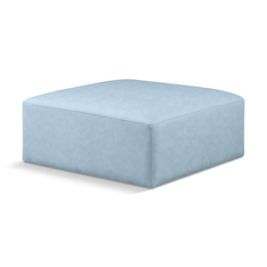 Meridian Cube Light Blue Vegan Leather Ottoman