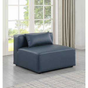 Meridian Cube Navy Blue Vegan Leather Armless Chair