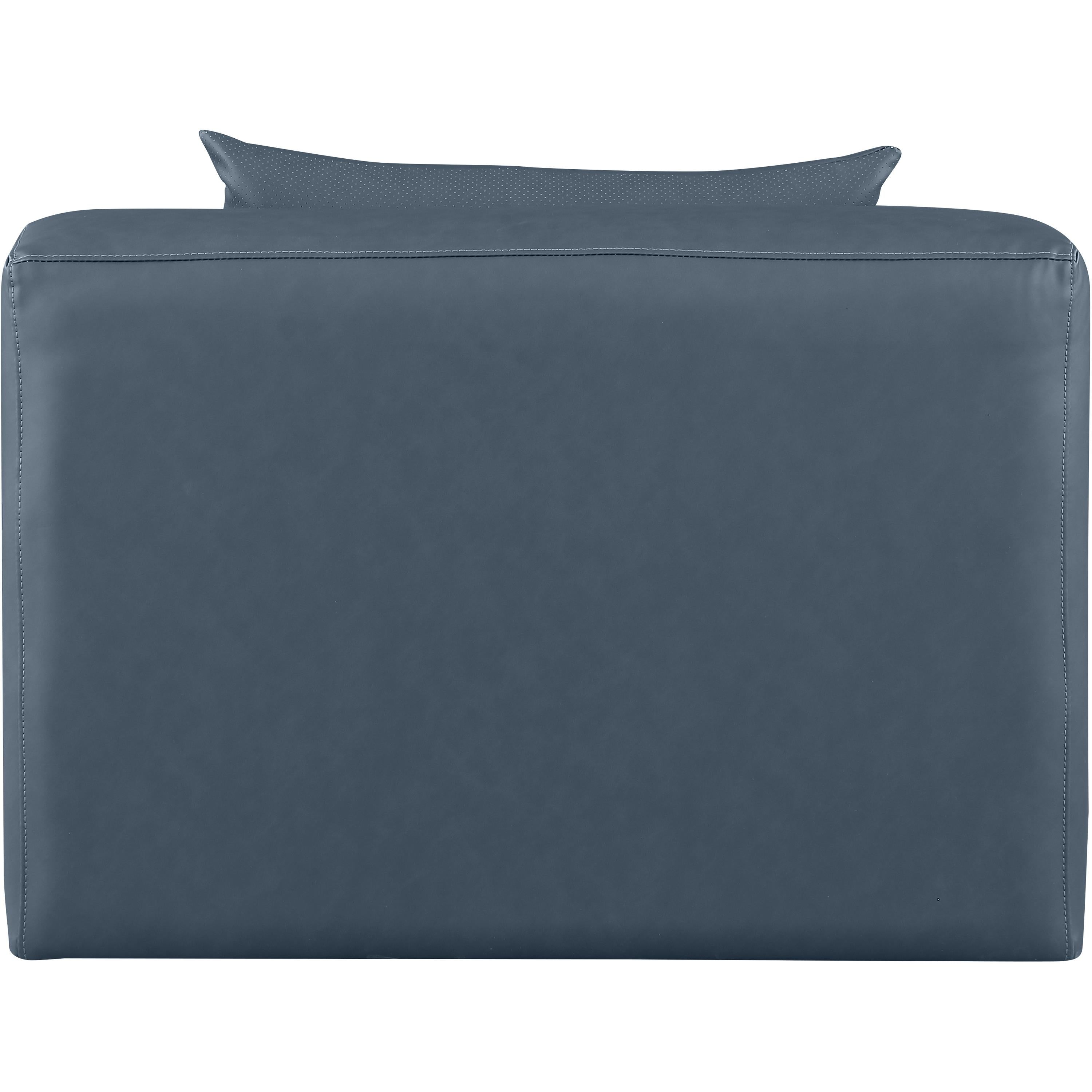 Meridian Cube Navy Blue Vegan Leather Armless Chair