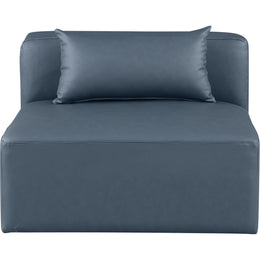 Meridian Cube Navy Blue Vegan Leather Armless Chair