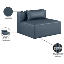 Meridian Cube Navy Blue Vegan Leather Armless Chair