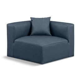 Meridian Cube Navy Blue Vegan Leather Corner Chair