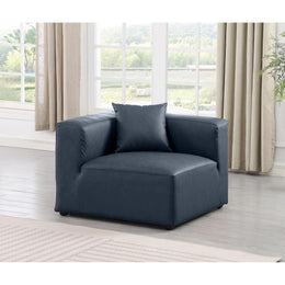 Meridian Cube Navy Blue Vegan Leather Corner Chair