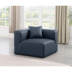 Meridian Cube Navy Blue Vegan Leather Corner Chair