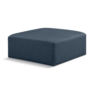 Meridian Cube Navy Blue Vegan Leather Ottoman