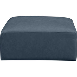 Meridian Cube Navy Blue Vegan Leather Ottoman