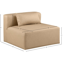 Meridian Cube Tan Vegan Leather Armless Chair