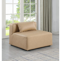 Meridian Cube Tan Vegan Leather Armless Chair