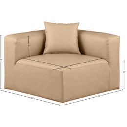 Meridian Cube Tan Vegan Leather Corner Chair