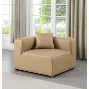 Meridian Cube Tan Vegan Leather Corner Chair