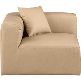 Meridian Cube Tan Vegan Leather Corner Chair