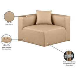 Meridian Cube Tan Vegan Leather Corner Chair