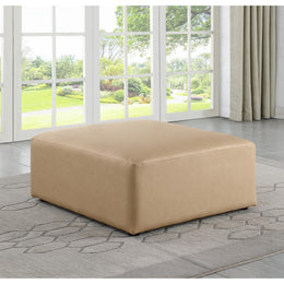 Meridian Cube Tan Vegan Leather Ottoman