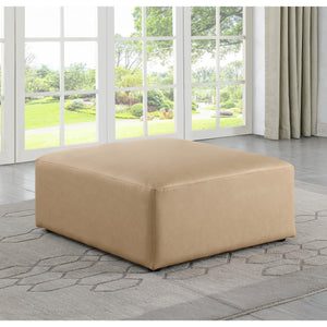 Meridian Cube Tan Vegan Leather Ottoman