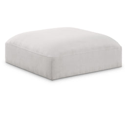Meridian Ease Cream Polyester Fabric Ottoman