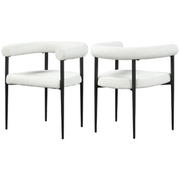 Meridian Louie Cream Boucle Fabric Dining Chair