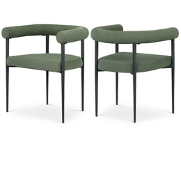 Meridian Louie Green Boucle Fabric Dining Chair