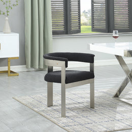Meridian Romeo Black Boucle Fabric Dining Chair