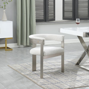 Meridian Romeo Cream Boucle Fabric Dining Chair