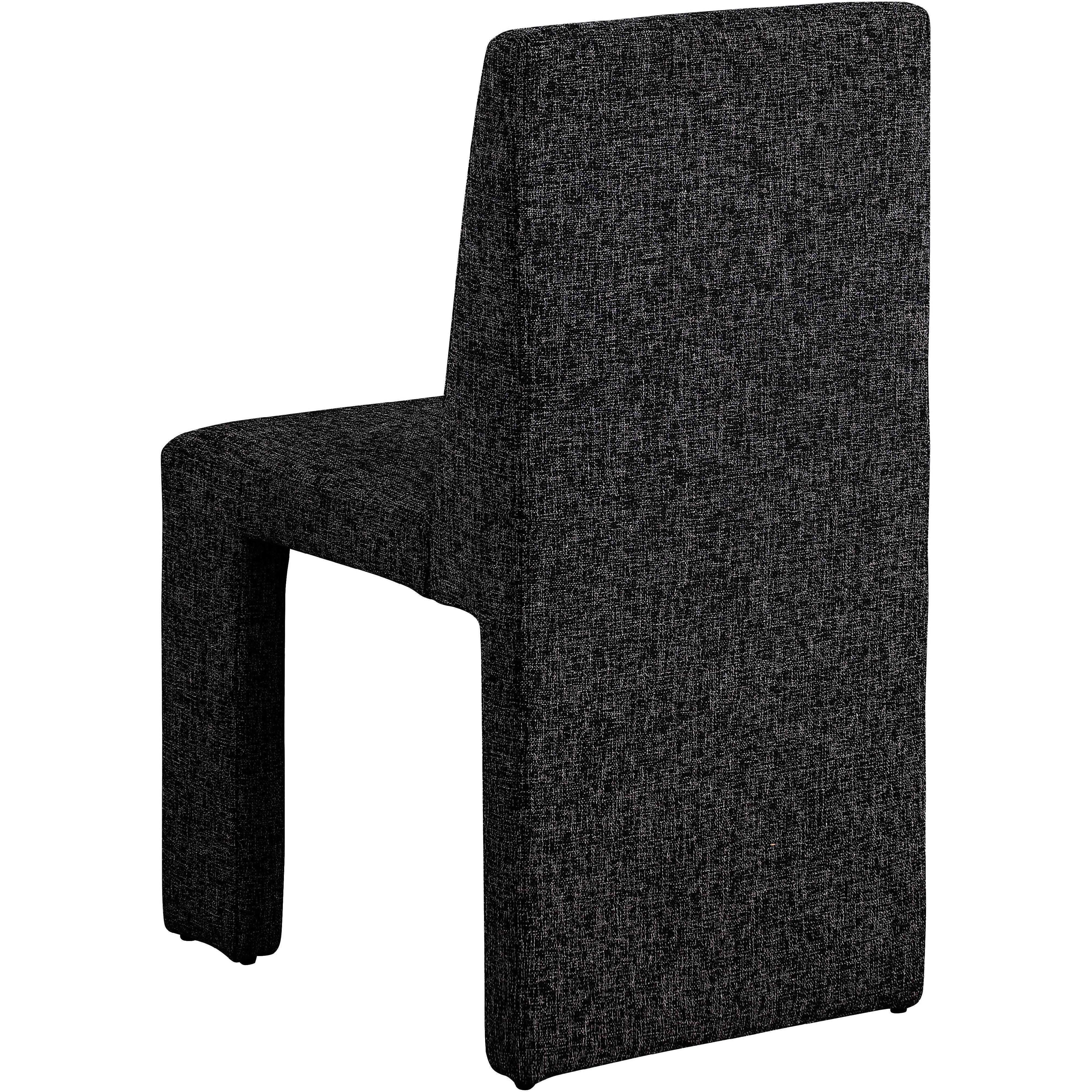 Meridian Benson Black Linen Textured Fabric Dining Chair