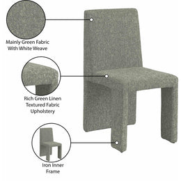 Meridian Benson Green Linen Textured Fabric Dining Chair