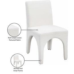 Meridian Gramercy Cream Linen Textured Fabric Dining Chair