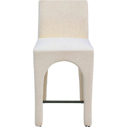 Meridian Gramercy Beige Linen Textured Fabric Stool