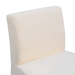 Meridian Gramercy Beige Linen Textured Fabric Stool