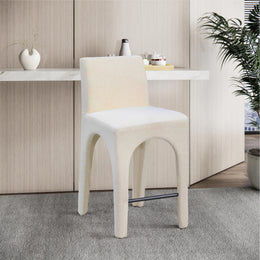 Meridian Gramercy Beige Linen Textured Fabric Stool