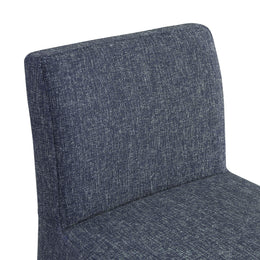 Meridian Gramercy Blue Linen Textured Fabric Stool