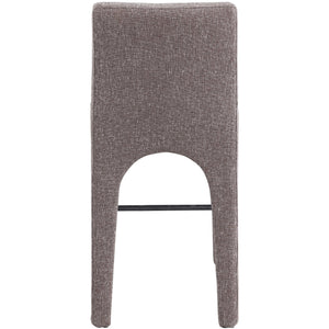 Meridian Gramercy Brown Linen Textured Fabric Stool