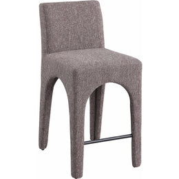 Meridian Gramercy Brown Linen Textured Fabric Stool