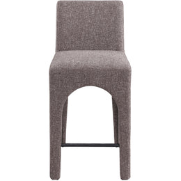 Meridian Gramercy Brown Linen Textured Fabric Stool