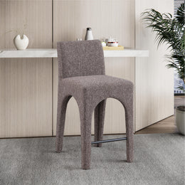 Meridian Gramercy Brown Linen Textured Fabric Stool