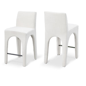 Meridian Gramercy Cream Linen Textured Fabric Stool