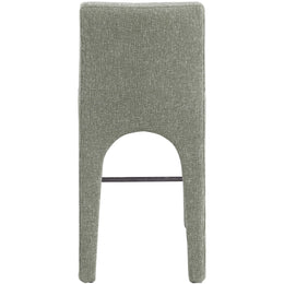 Meridian Gramercy Green Linen Textured Fabric Stool