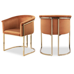 Meridian Tierra Cognac Velvet Dining Chair