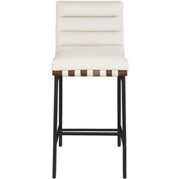 Meridian Burke Cream Vegan Leather Bar Stool
