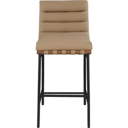 Meridian Burke Tan Vegan Leather Bar Stool