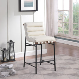 Meridian Burke Cream Vegan Leather Counter Stool