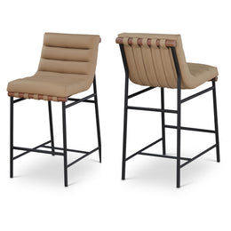 Meridian Burke Tan Vegan Leather Counter Stool