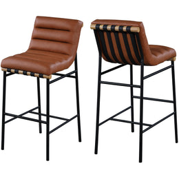 Meridian Burke Cognac Vegan Leather Bar Stool