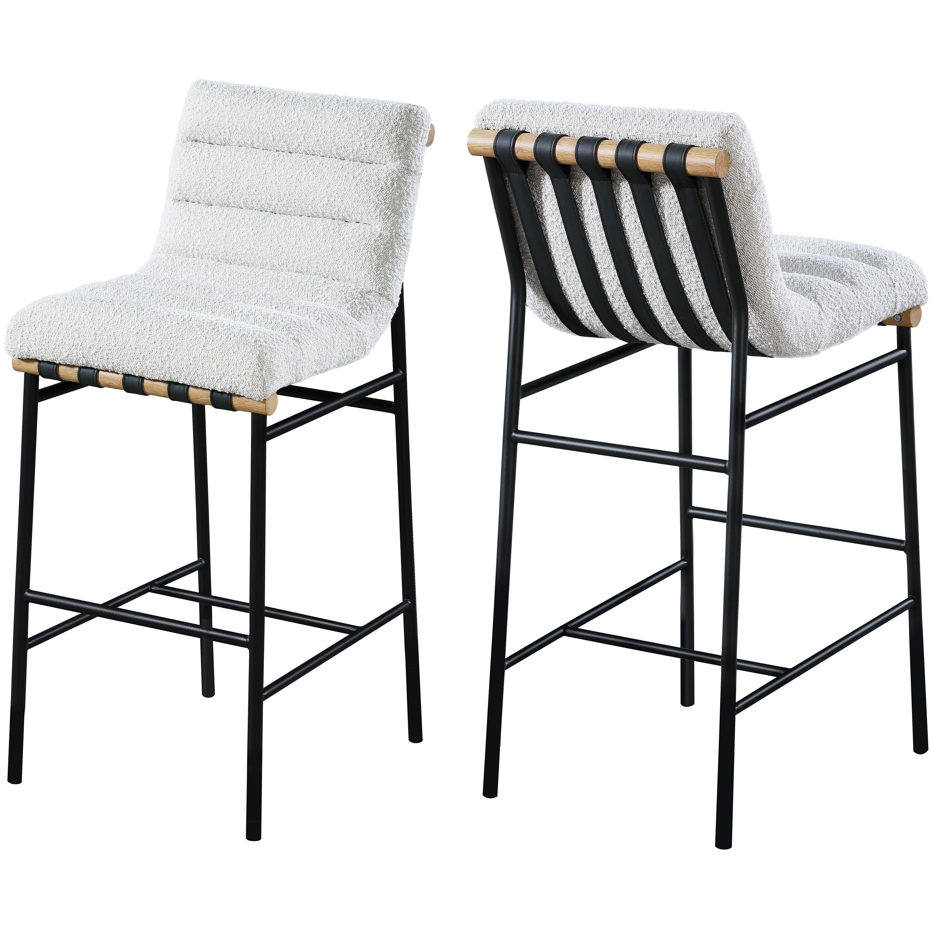 Meridian Burke Cream Boucle Fabric Bar Stool