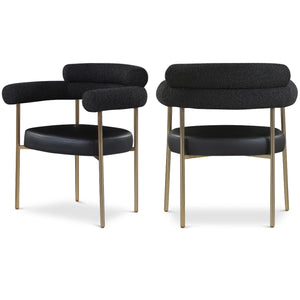 Meridian Blake Black Vegan Leather / Boucle Fabric Dining Chair