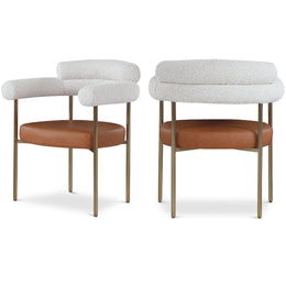 Meridian Blake Cognac Vegan Leather / Cream Boucle Fabric Dining Chair
