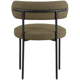 Meridian Beacon Olive Green Boucle Fabric Dining Chair