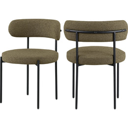 Meridian Beacon Olive Green Boucle Fabric Dining Chair