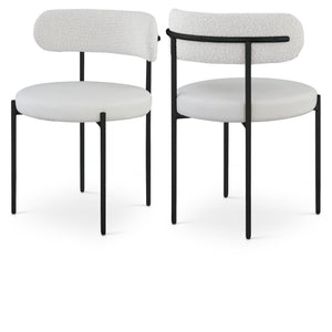 Meridian Beacon Cream Vegan Leather and Boucle Fabric Dining Chair