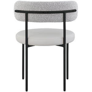 Meridian Beacon Taupe Vegan Leather and Boucle Fabric Dining Chair